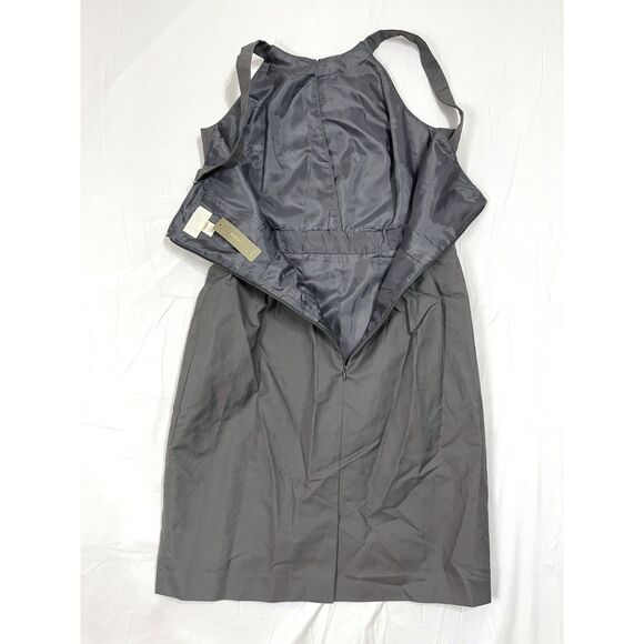 J Crew Gray Pleated Sleeveless Sheath Dress NWT 10 Preppy Old Money Classic Chic - Picture 3 of 11